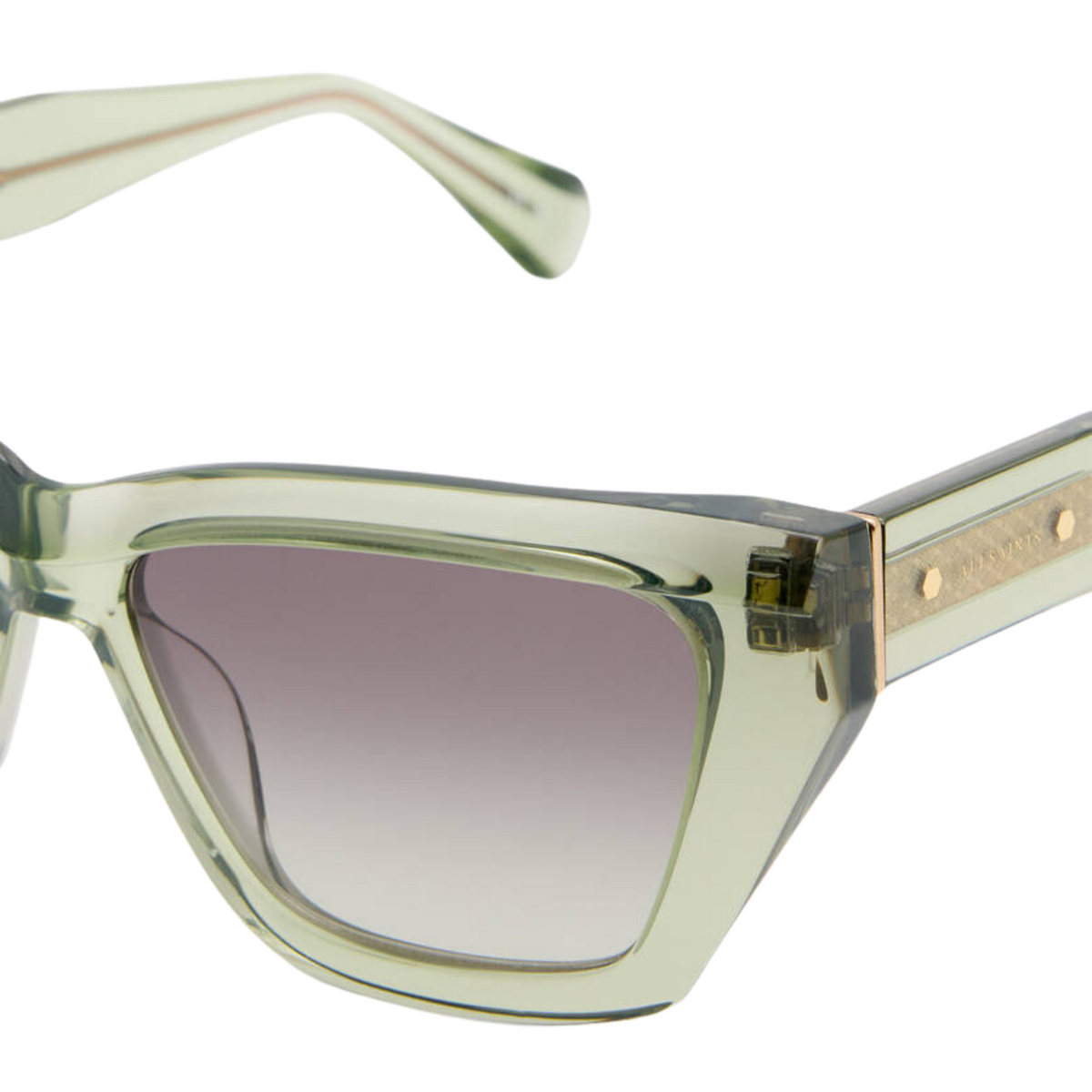 Kitty Rectangular Cat Eye Sunglasses Crystal Green