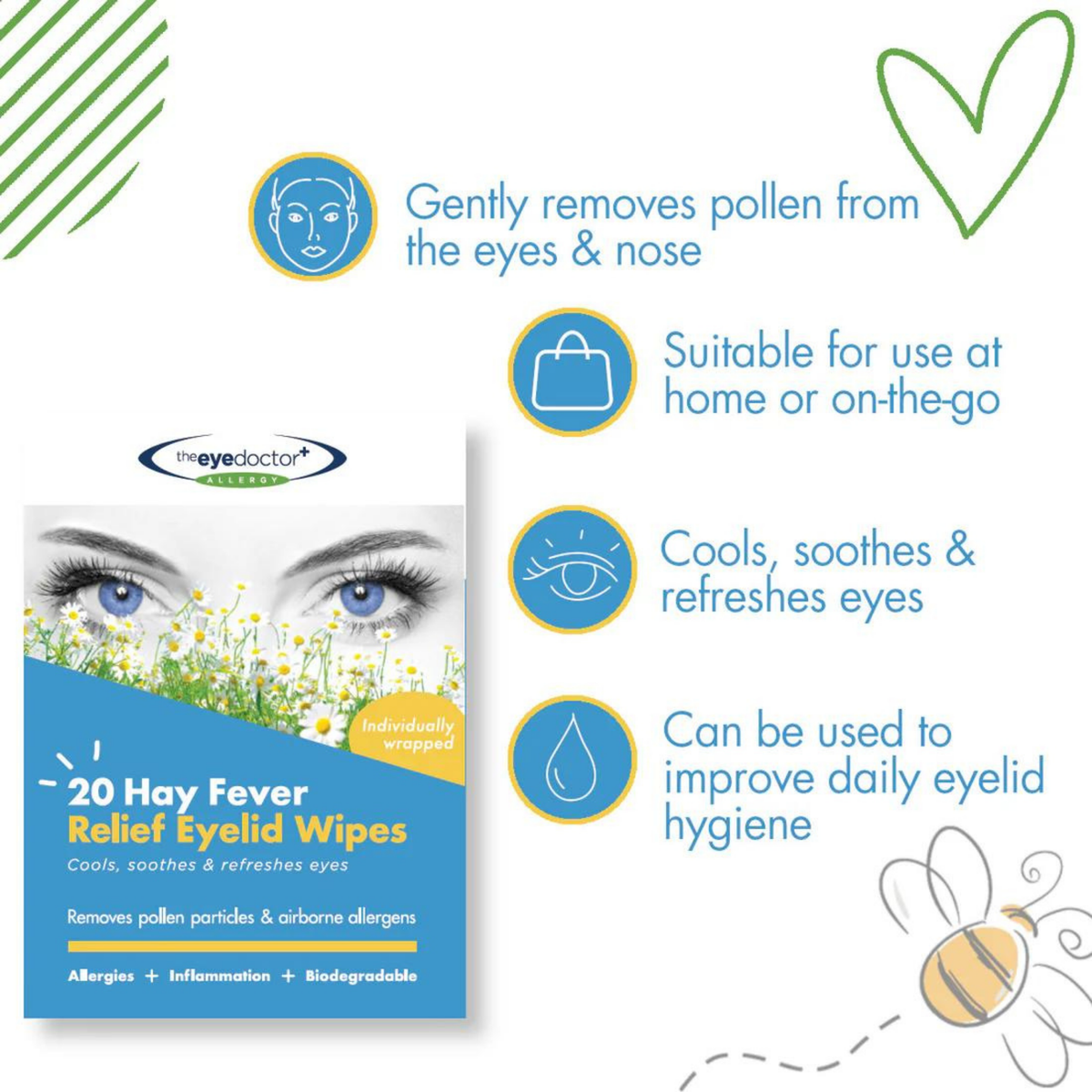 Biodegradable Hay Fever Relief Eyelid Wipes