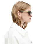 Kitty Rectangular Cat Eye Sunglasses Crystal Green