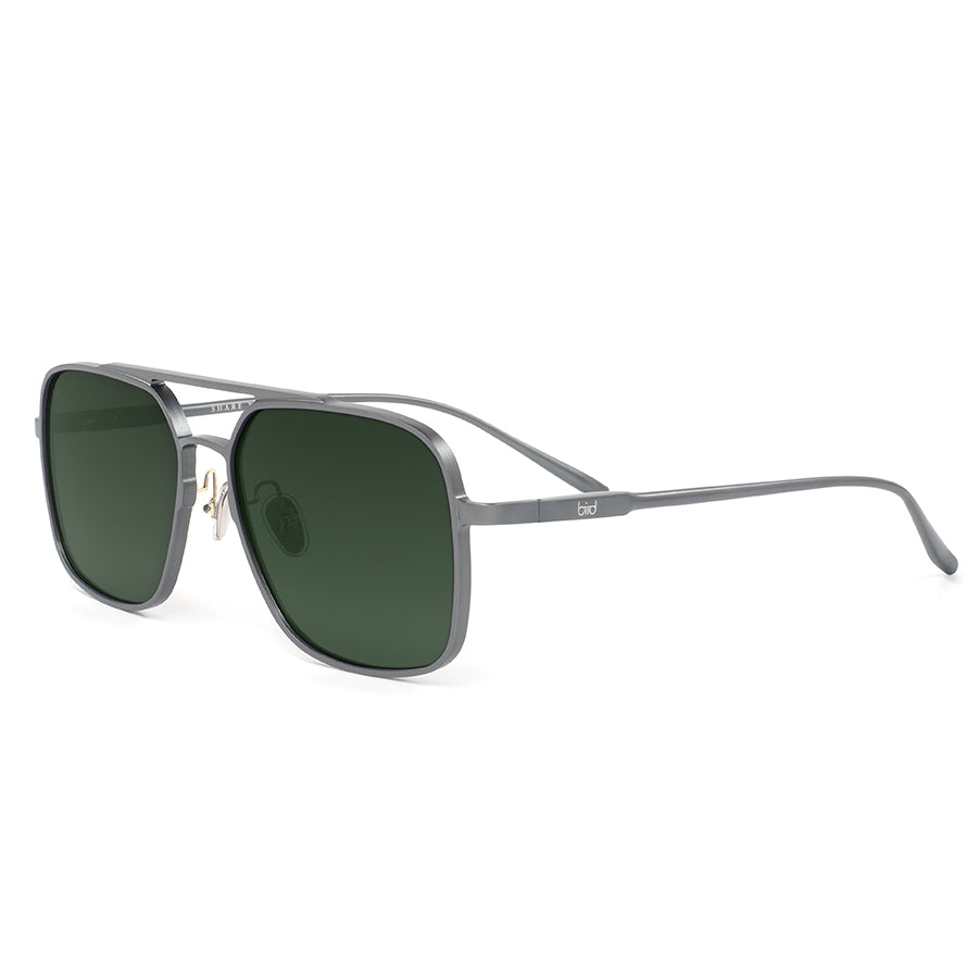 Side view of large square metal sunglasses 